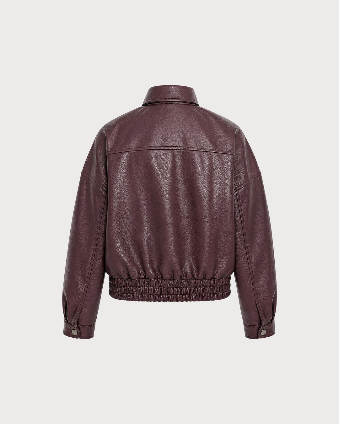 Veste à Poches en Cuir PU Rouge Vin