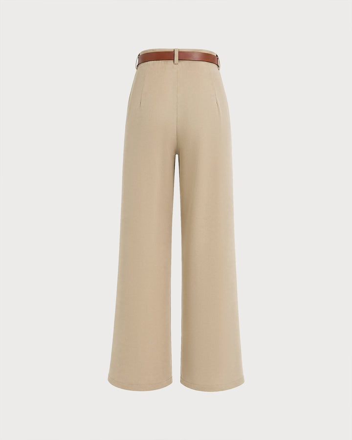 Pantalon droit avec poches en kaki