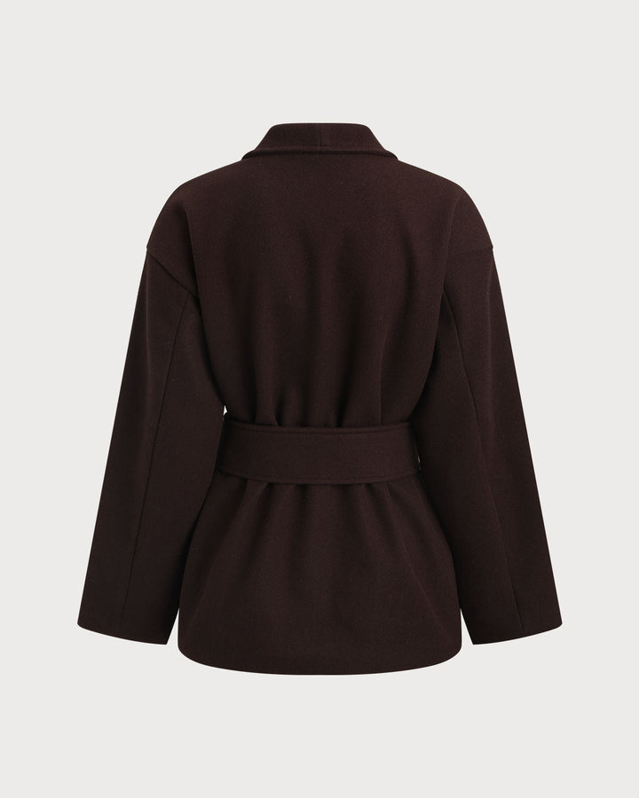 Manteau Châle Ceinturé Café