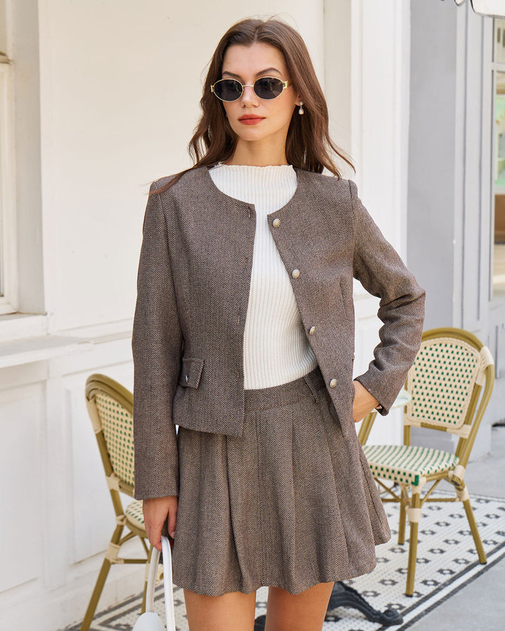 Veste à Poches avec Boutons Marron