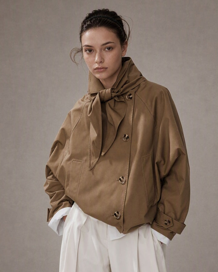 Veste Boutonnée à Manches Chauve-Souris avec Poches