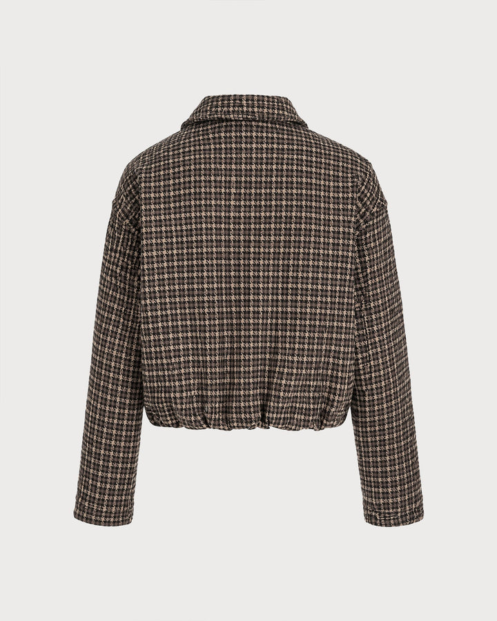 Veste à Poches Zippées Géométriques Marron