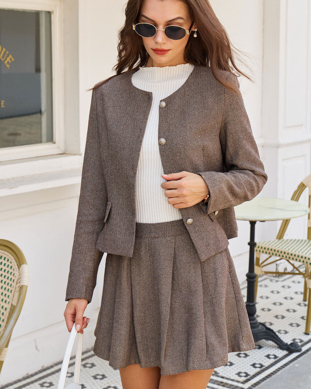 Veste à Poches avec Boutons Marron