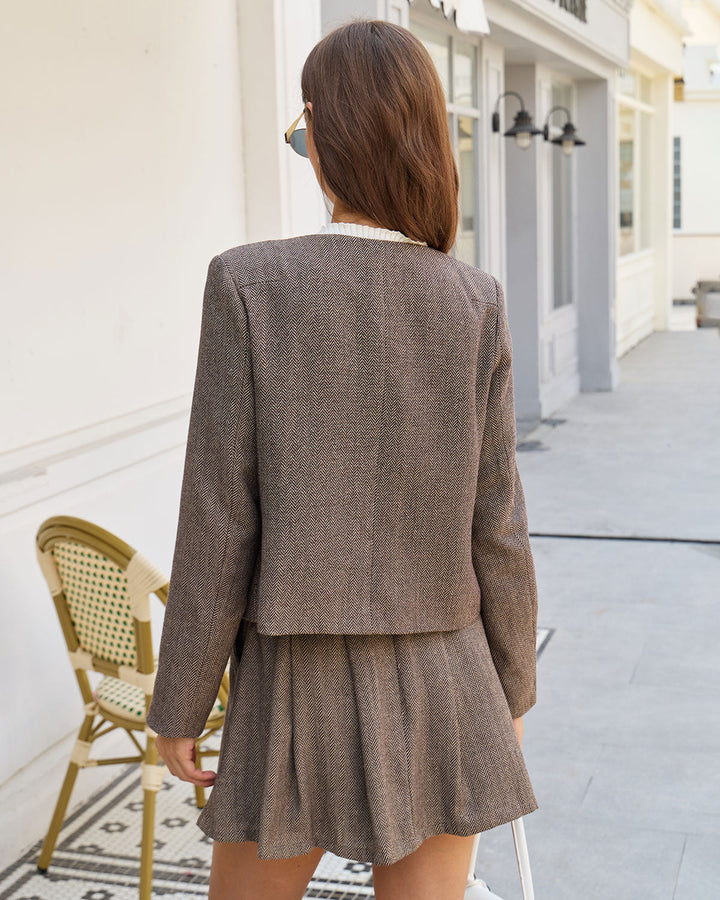 Veste à Poches Boutonnées Marron