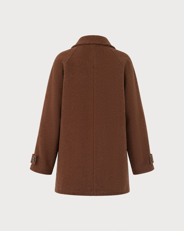 Veste Marron Unicolore à Boutonnage Simple