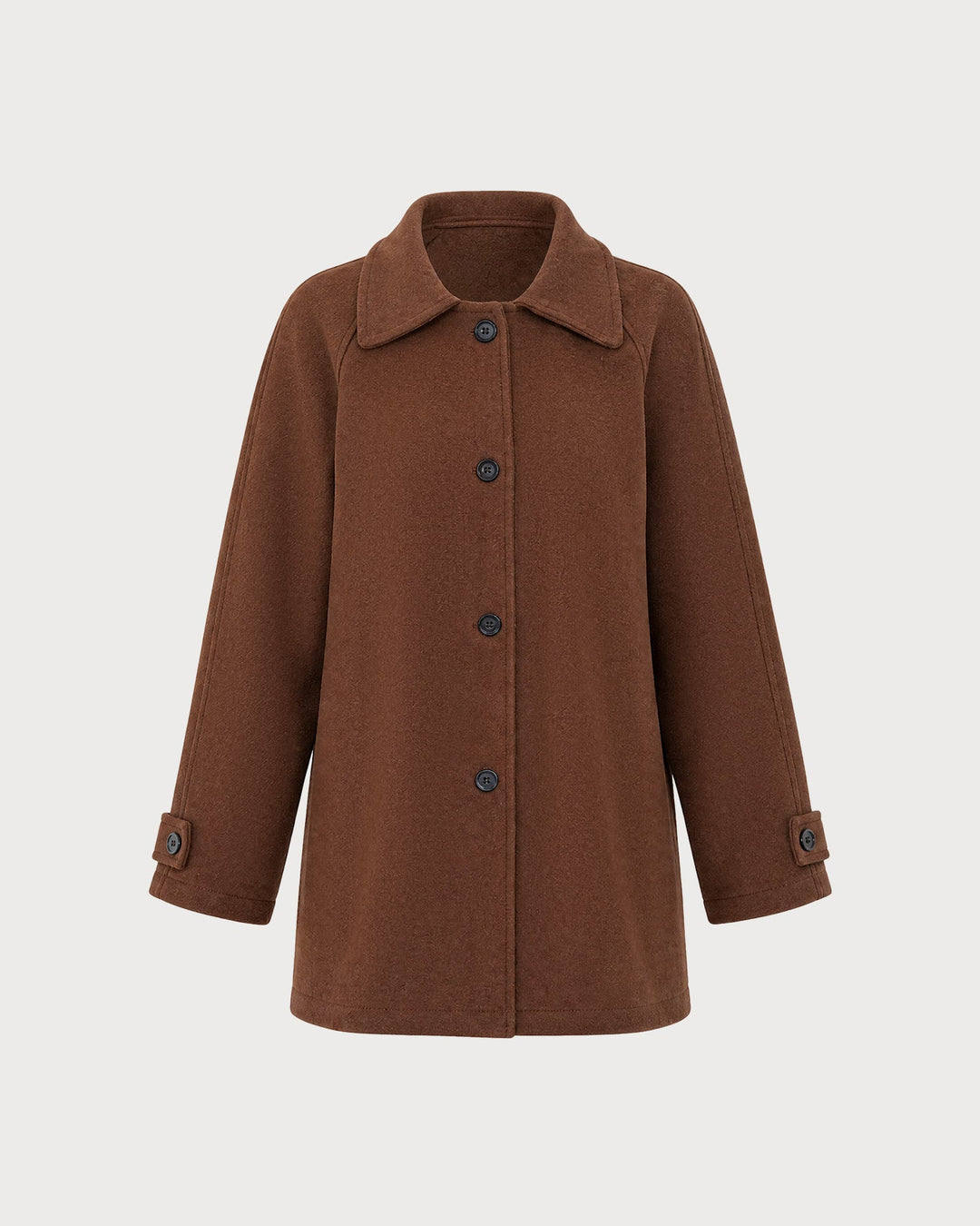 Veste Marron Unicolore à Boutonnage Simple
