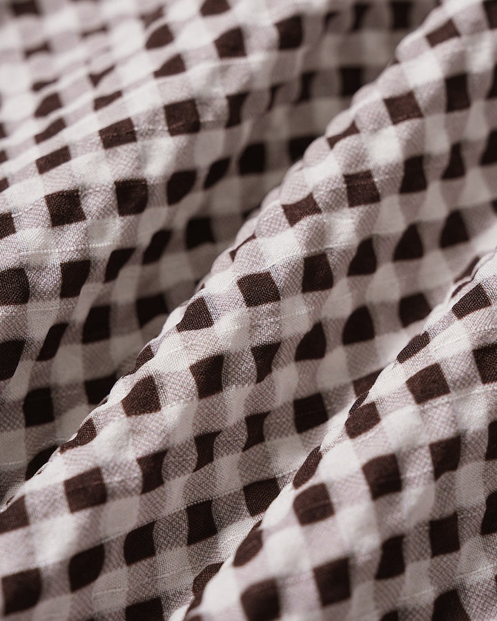Veste à Carreaux Simple Boutonnée Café