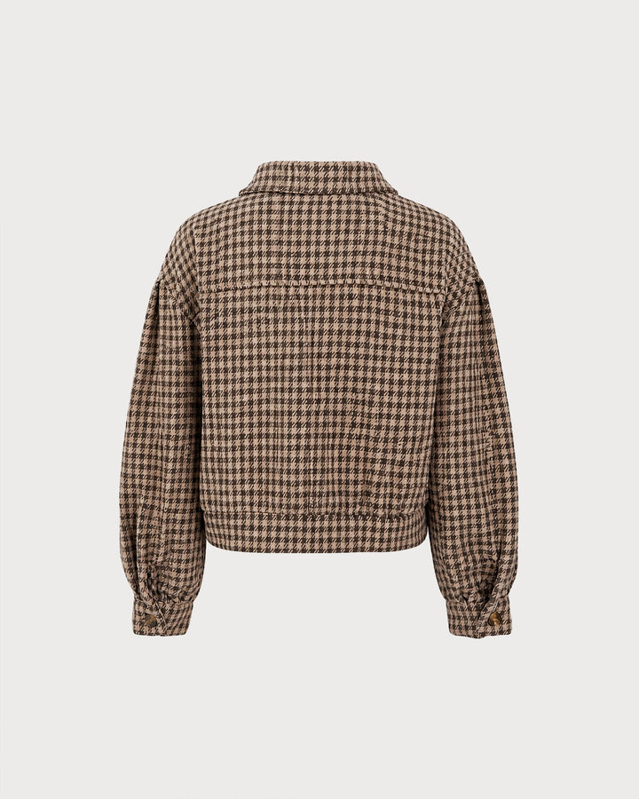 Veste Boutonnée Géométrique Marron