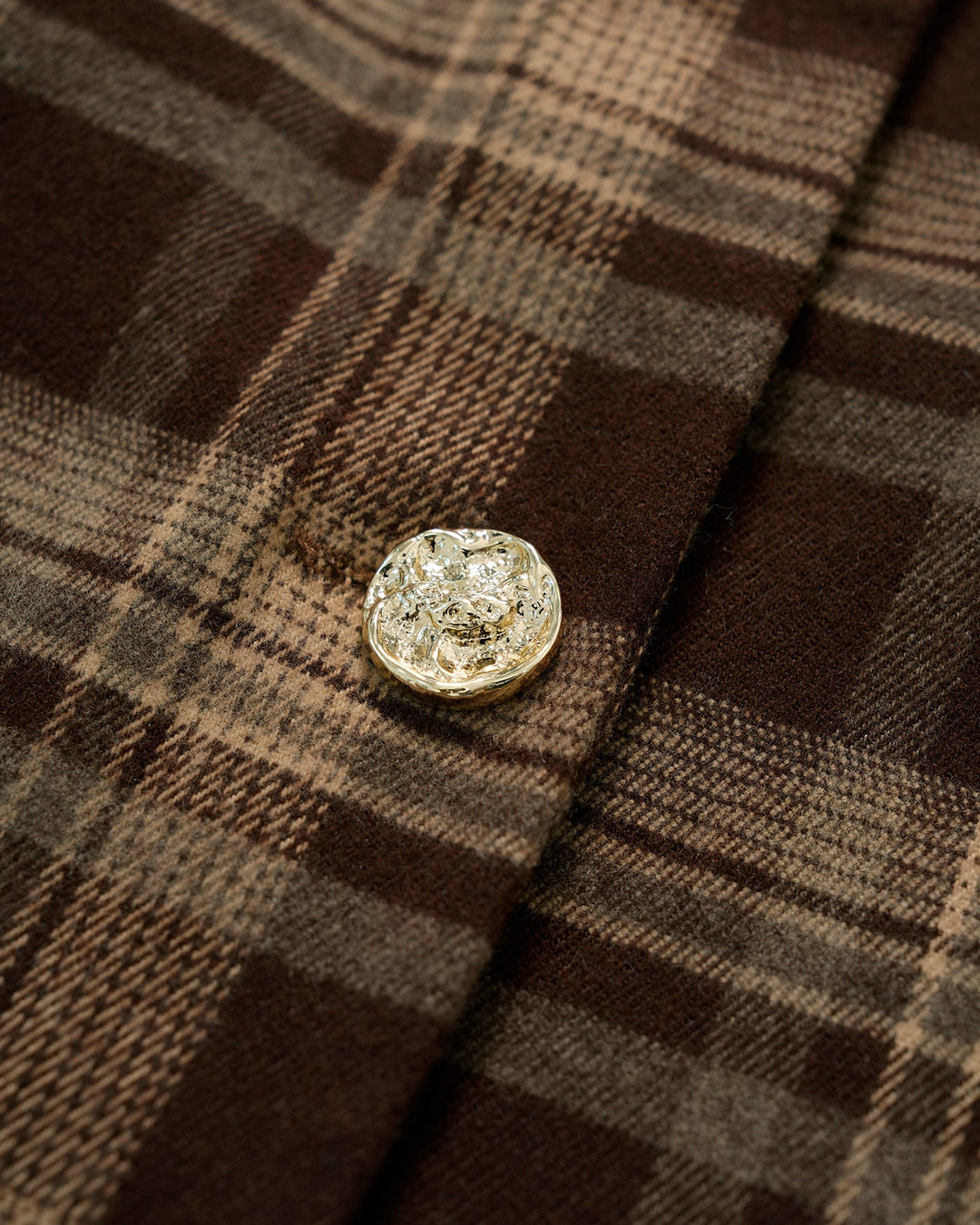 Veste Marron à Carreaux à Boutonnage Simple