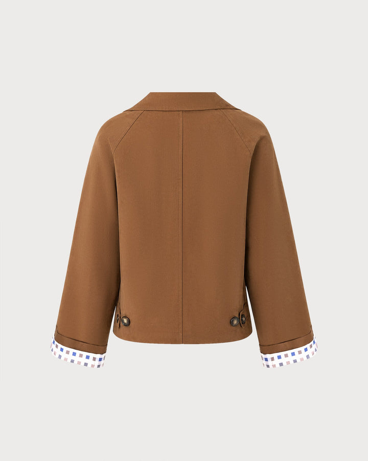 Veste décontractée à poches marron à simple boutonnage