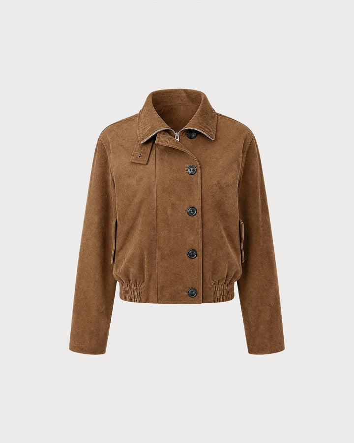 Veste à Poches avec Fermeture Éclair Marron