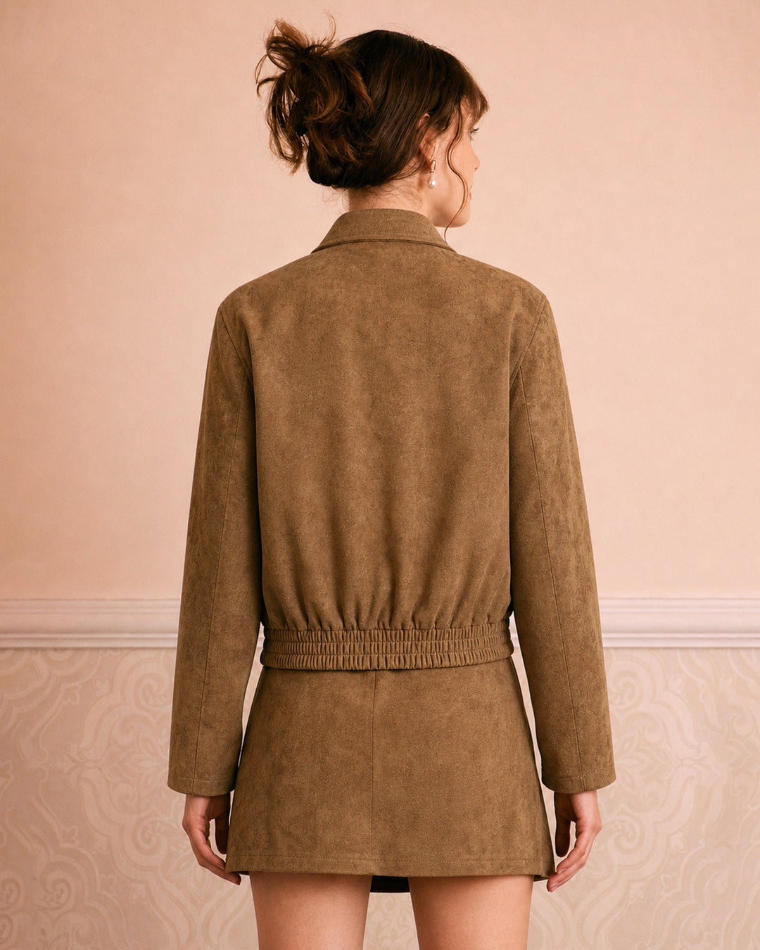 Veste à Poches avec Fermeture Éclair Marron