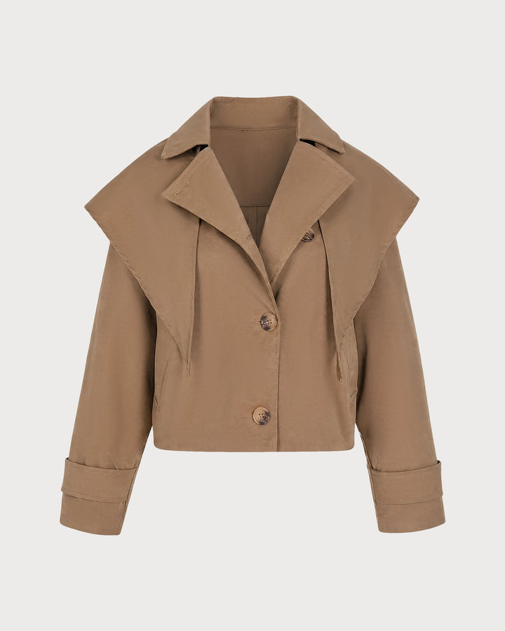 Veste Boutonnée à Manches Chauve-Souris avec Poches