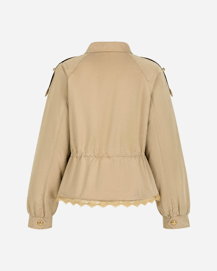 Veste à Fermeture Éclair et Boutons en Splicing Kaki