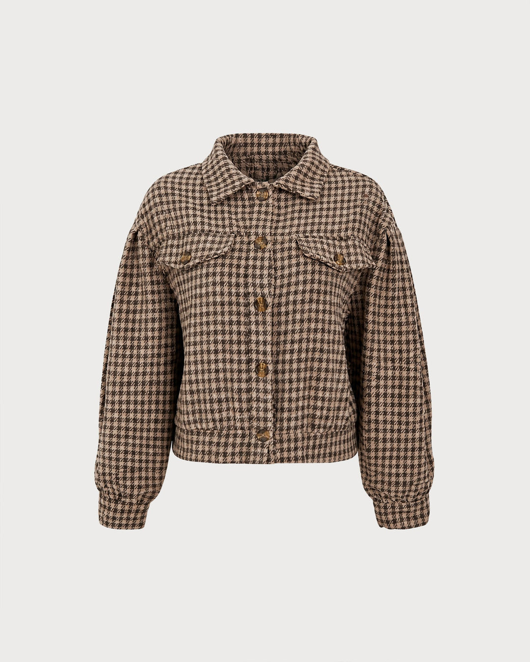 Veste Boutonnée Géométrique Marron