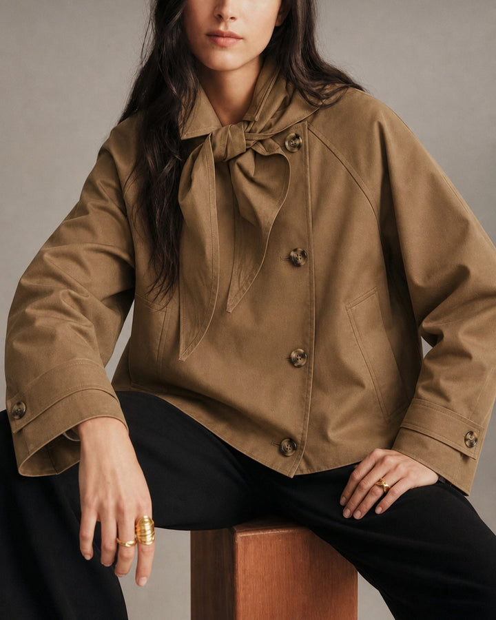 Veste Boutonnée à Manches Chauve-Souris avec Poches