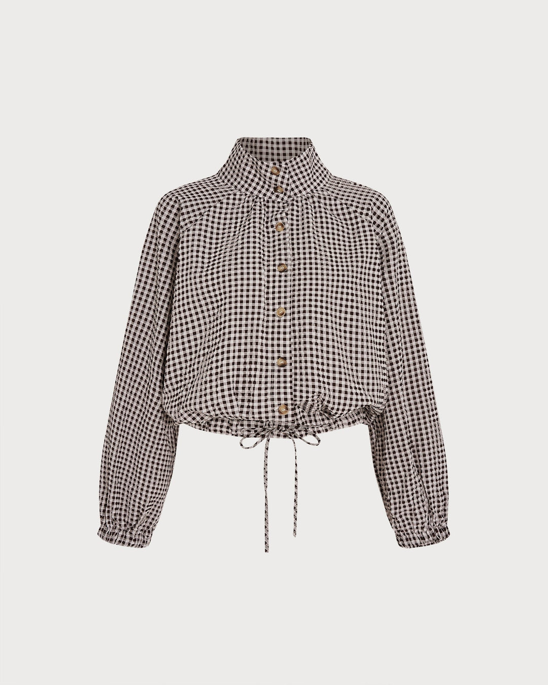 Veste à Carreaux Simple Boutonnée Café