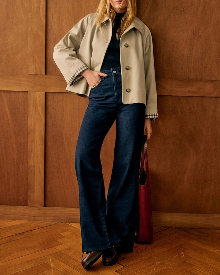 Veste décontractée en khaki avec poches contrastantes