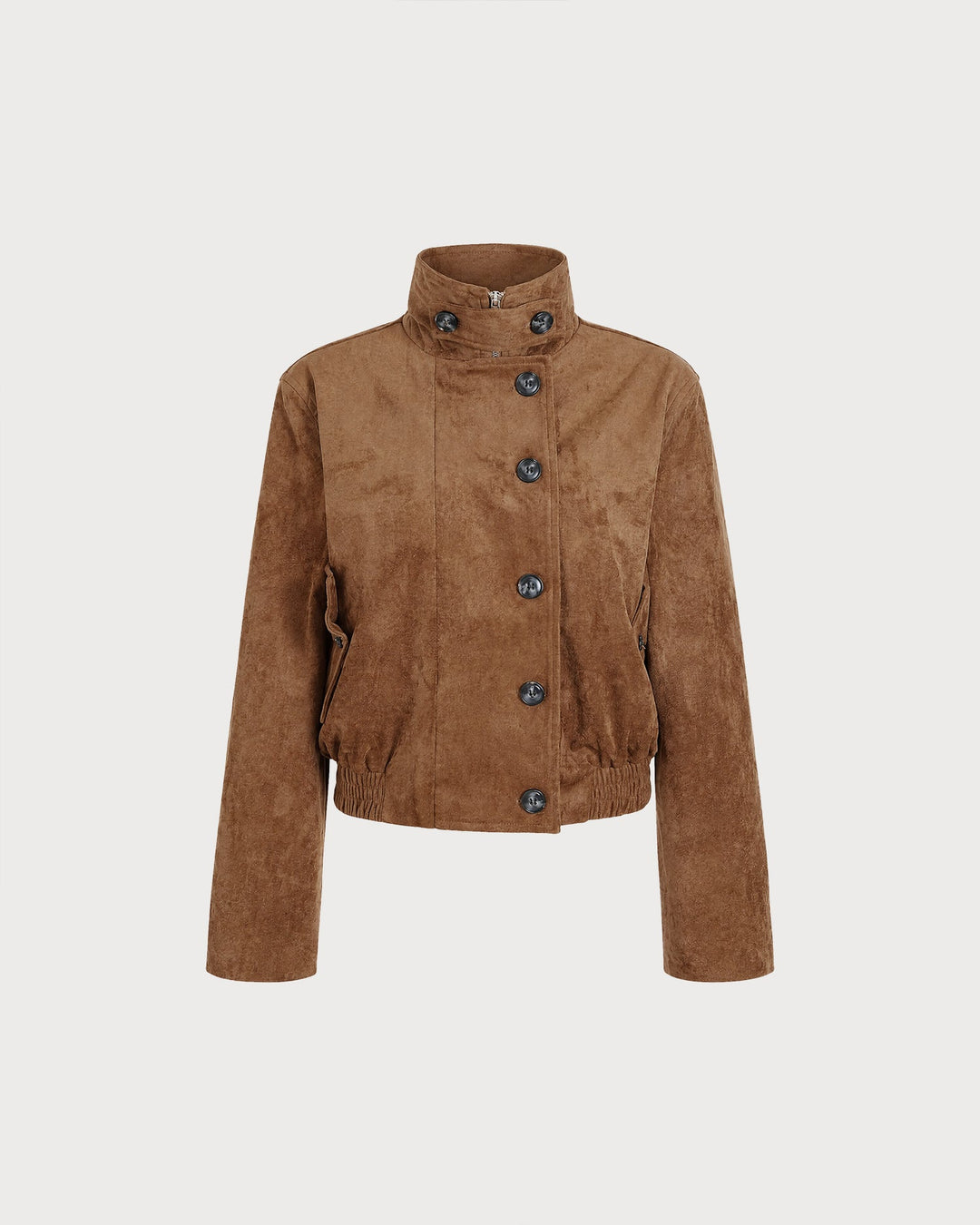 Veste à Poches avec Fermeture Éclair Marron