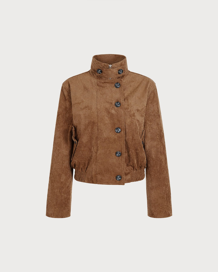 Veste à Poches avec Fermeture Éclair Marron
