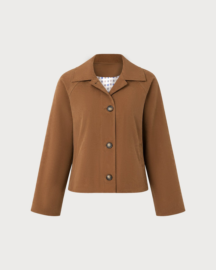 Veste décontractée à poches marron à simple boutonnage