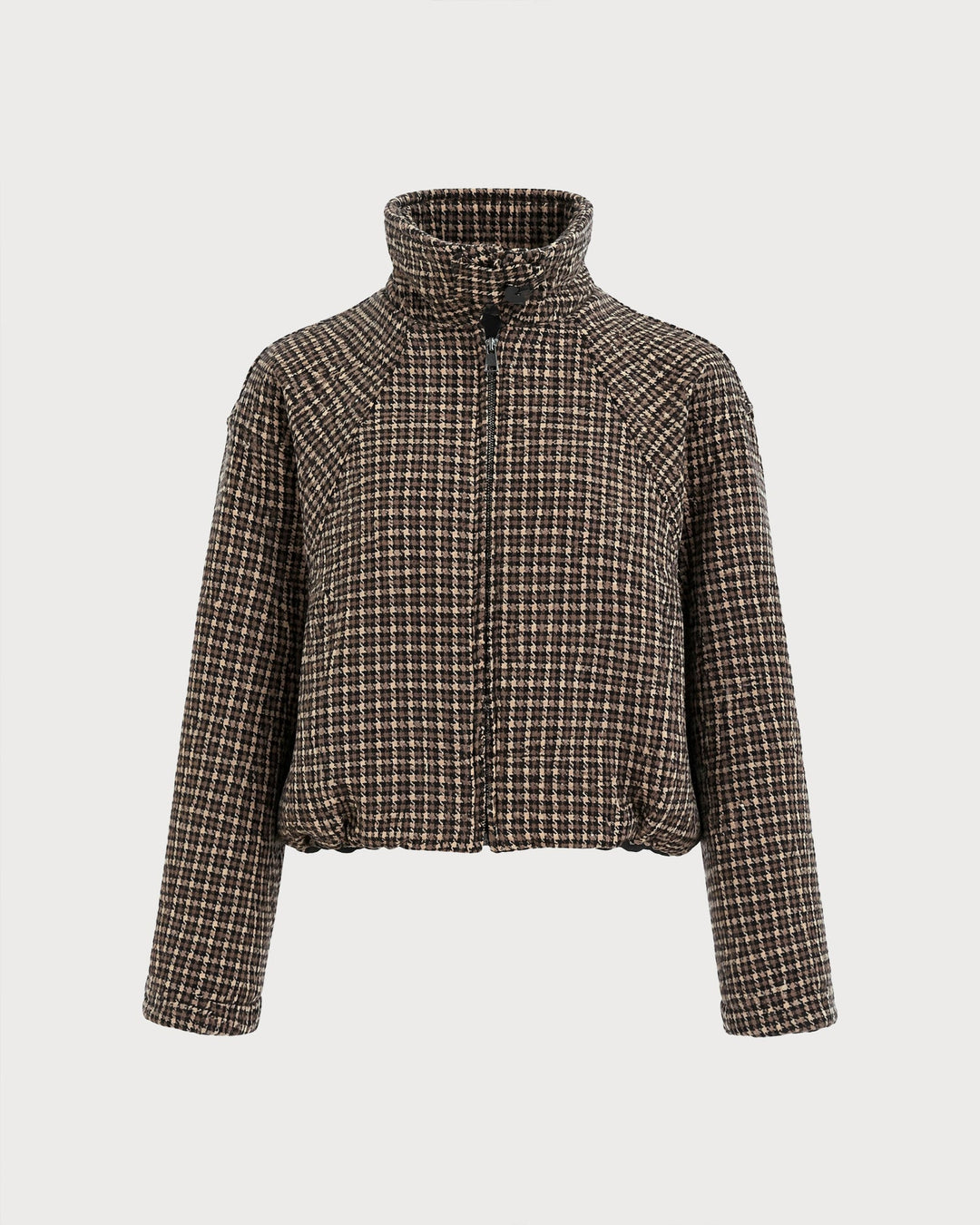 Veste à Poches Zippées Géométriques Marron