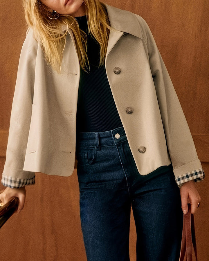 Veste décontractée à poches contrastantes kaki