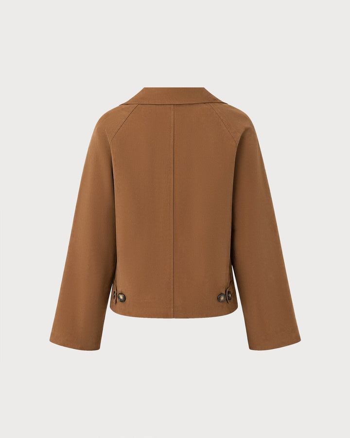 Veste décontractée à poches marron à simple boutonnage