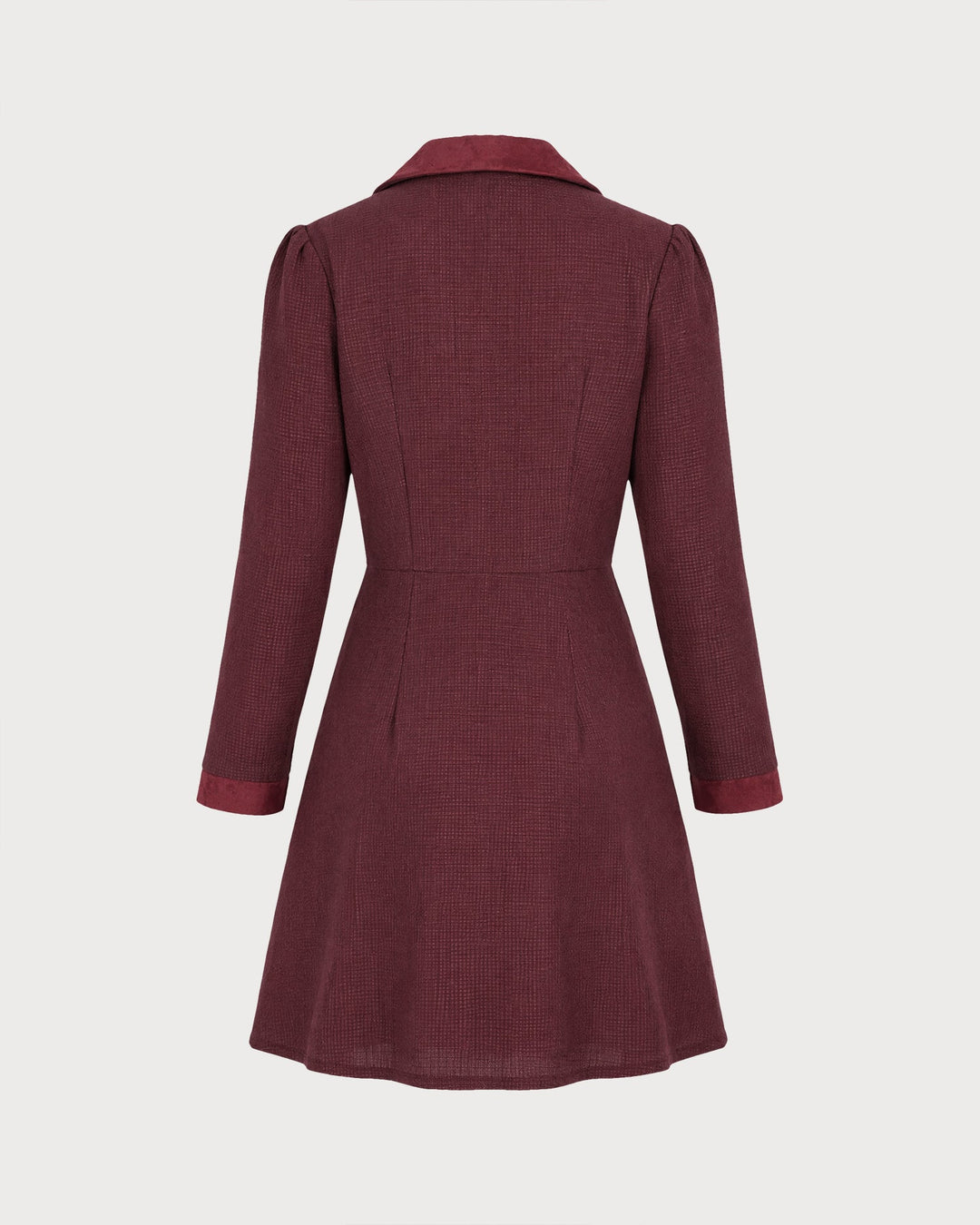 Robe Mini A-Ligne à Bouton Col Rouge