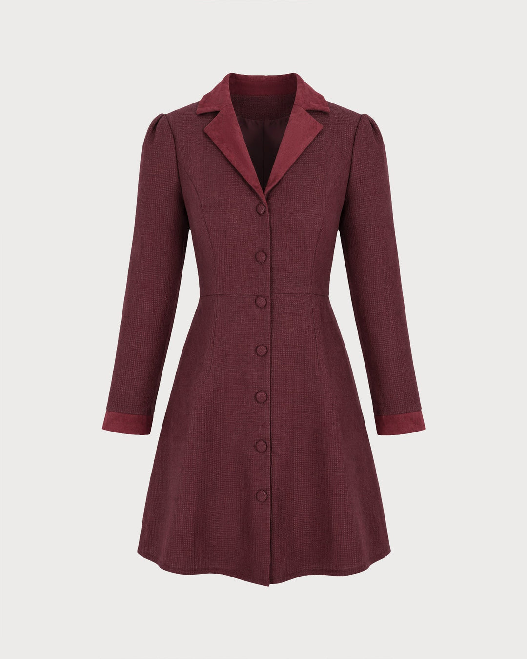 Robe Mini A-Ligne à Bouton Col Rouge