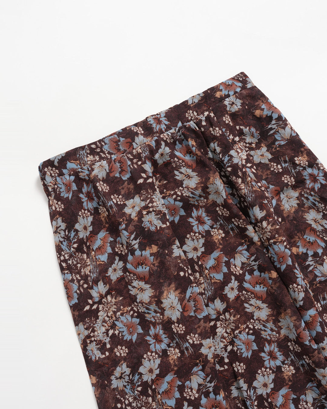 Jupe Midi Chiffon Fendue Fleurie Café