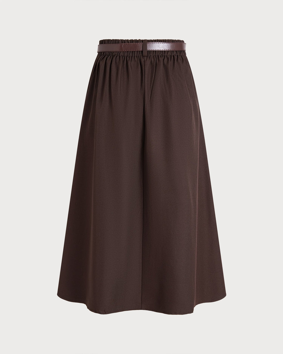 Jupe Midi à Taille Élastique avec Poches Coffee Belt