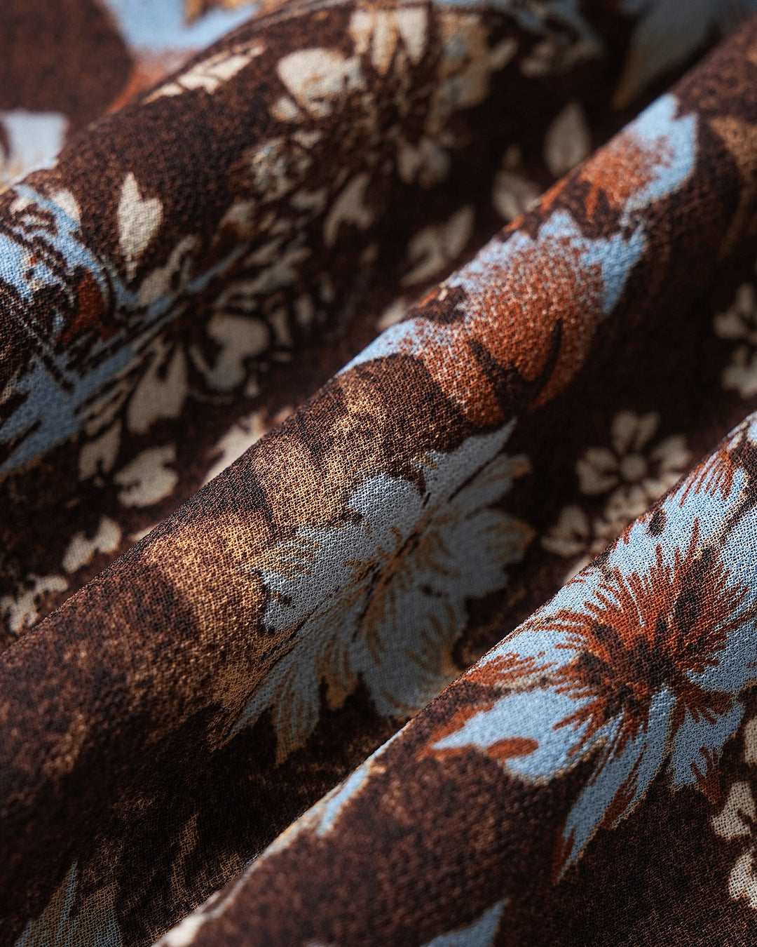 Jupe Midi Chiffon Fendue Fleurie Café