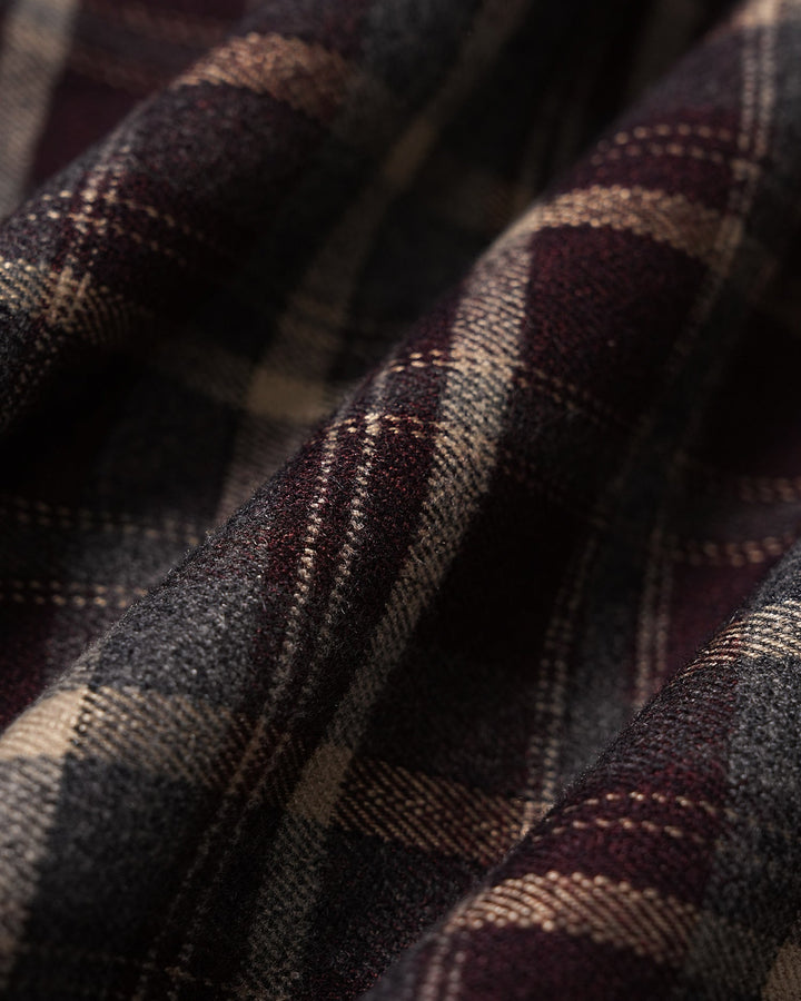 Jupe Midi Plaid Élastique Taille Rouge Vin