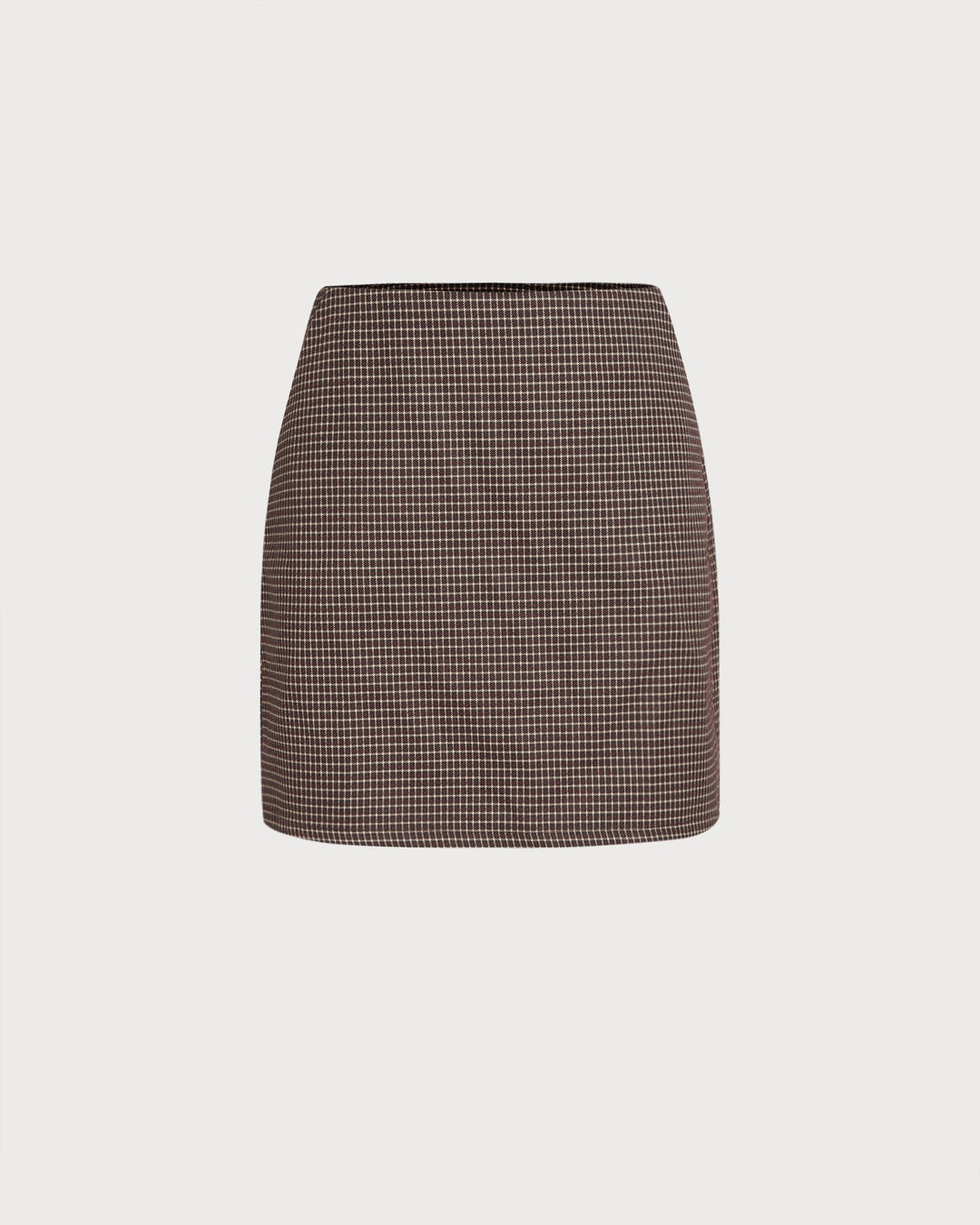 Jupe Mini A-Ligne à Carreaux Café