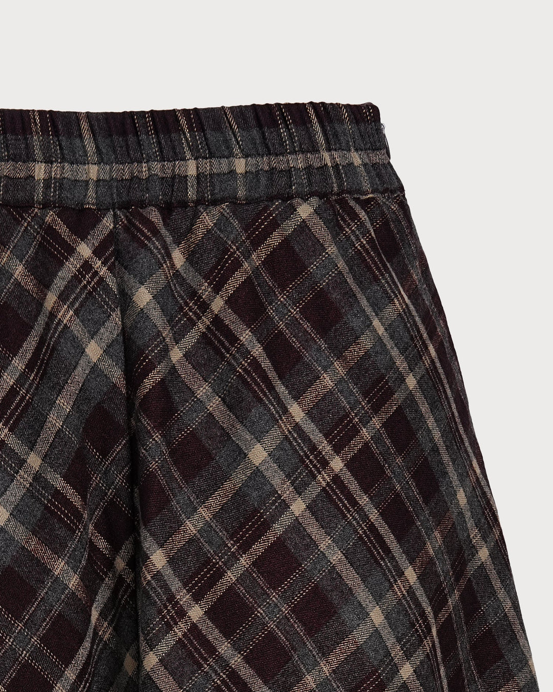 Jupe Midi Plaid Élastique Taille Rouge Vin