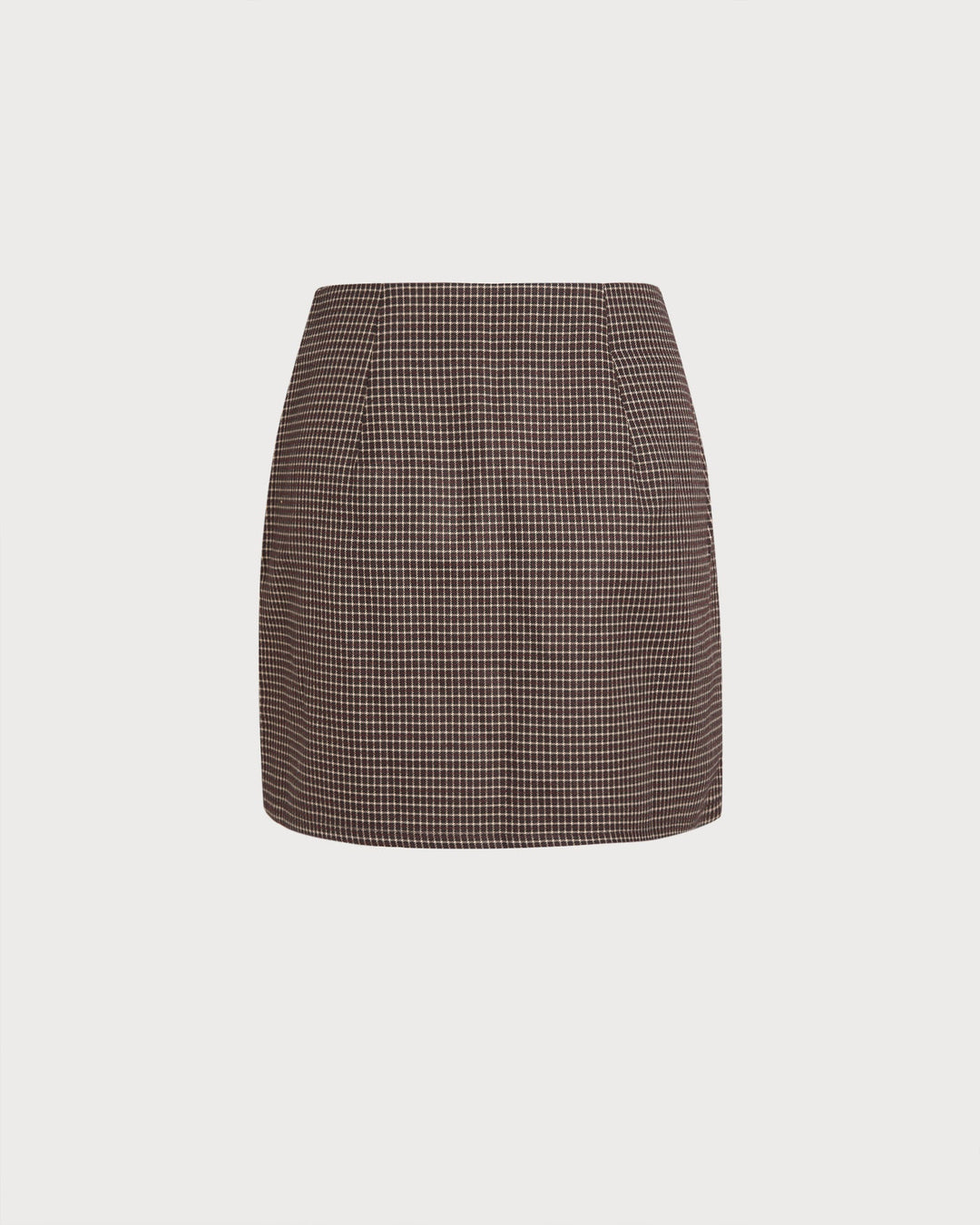 Jupe Mini A-Ligne à Carreaux Café