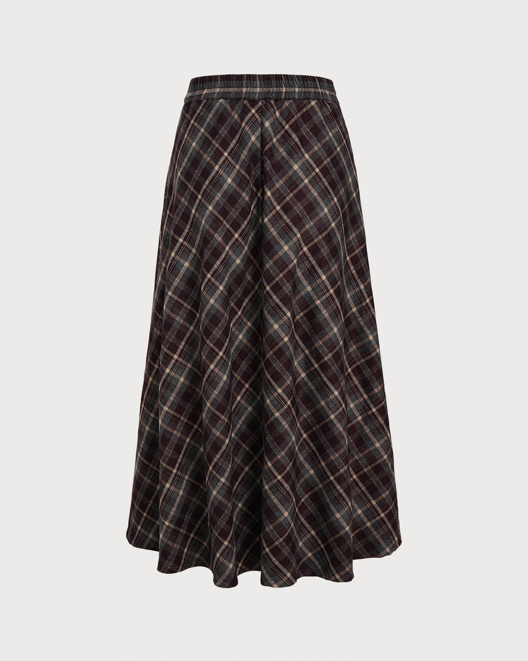 Jupe Midi Plaid Élastique Taille Rouge Vin