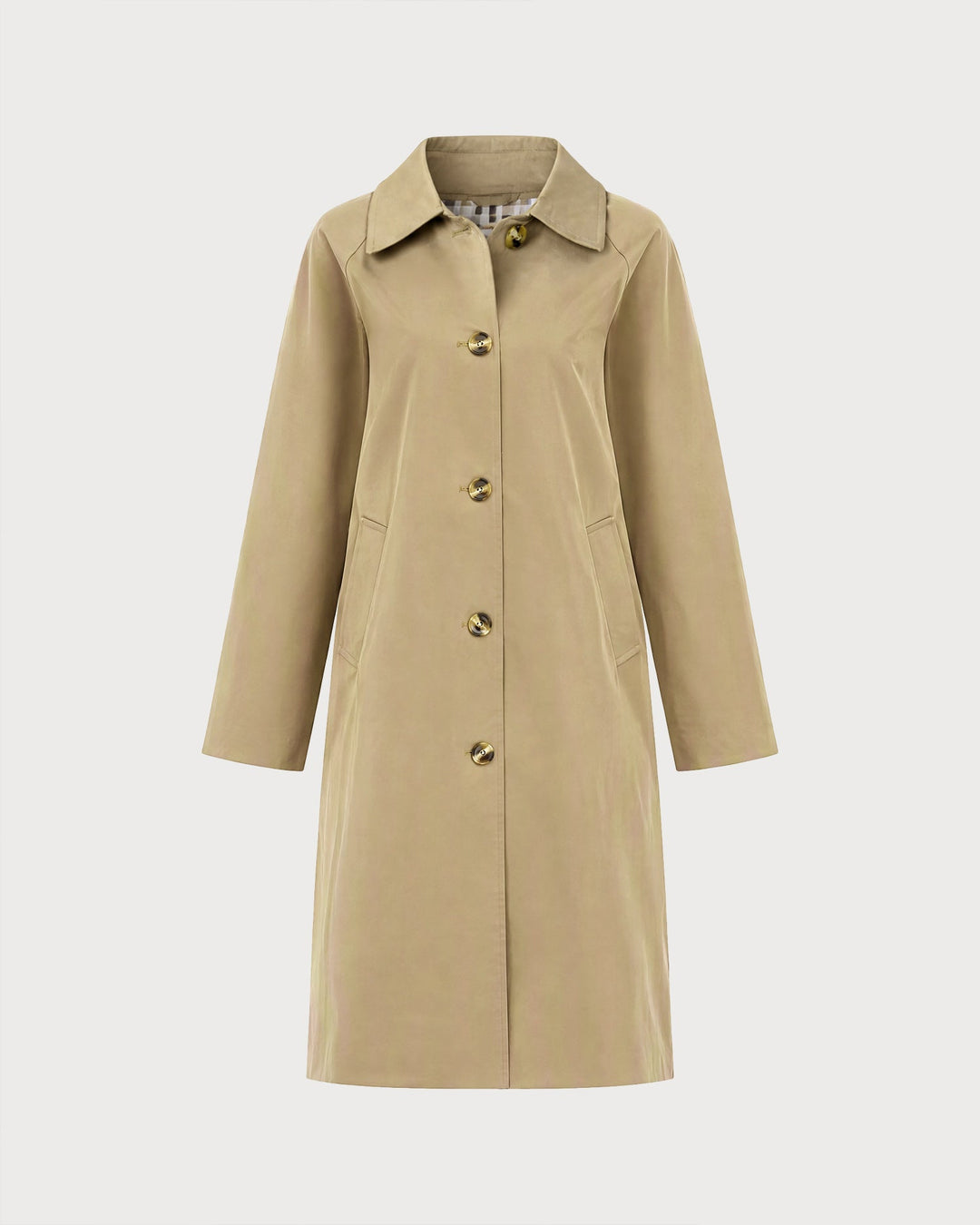 Manteau Trench à Poches à Simple Boutonnage Kaki