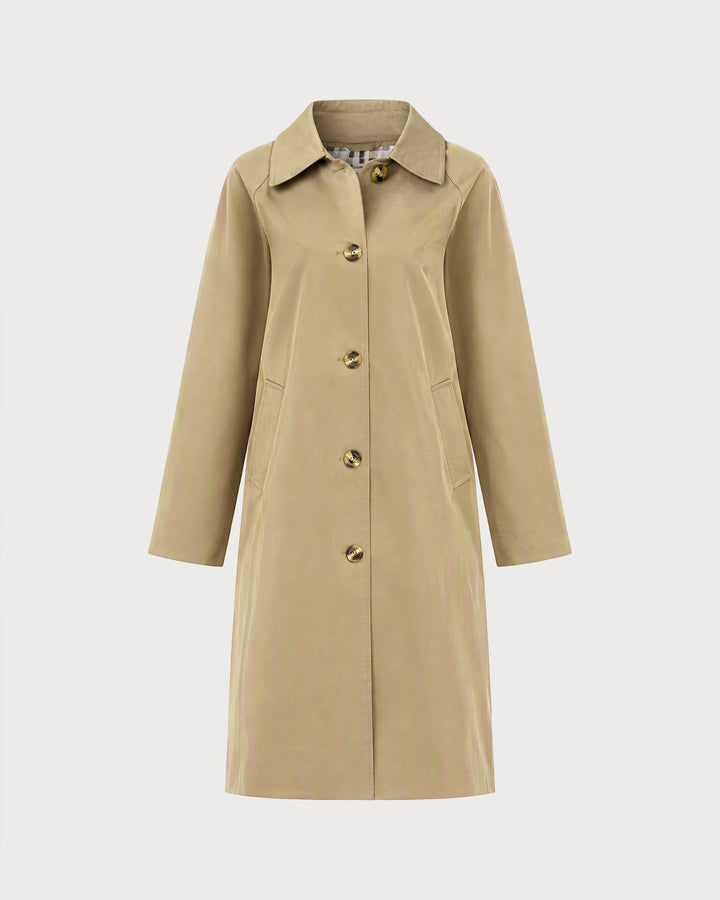 Manteau Trench à Poches à Simple Boutonnage Kaki