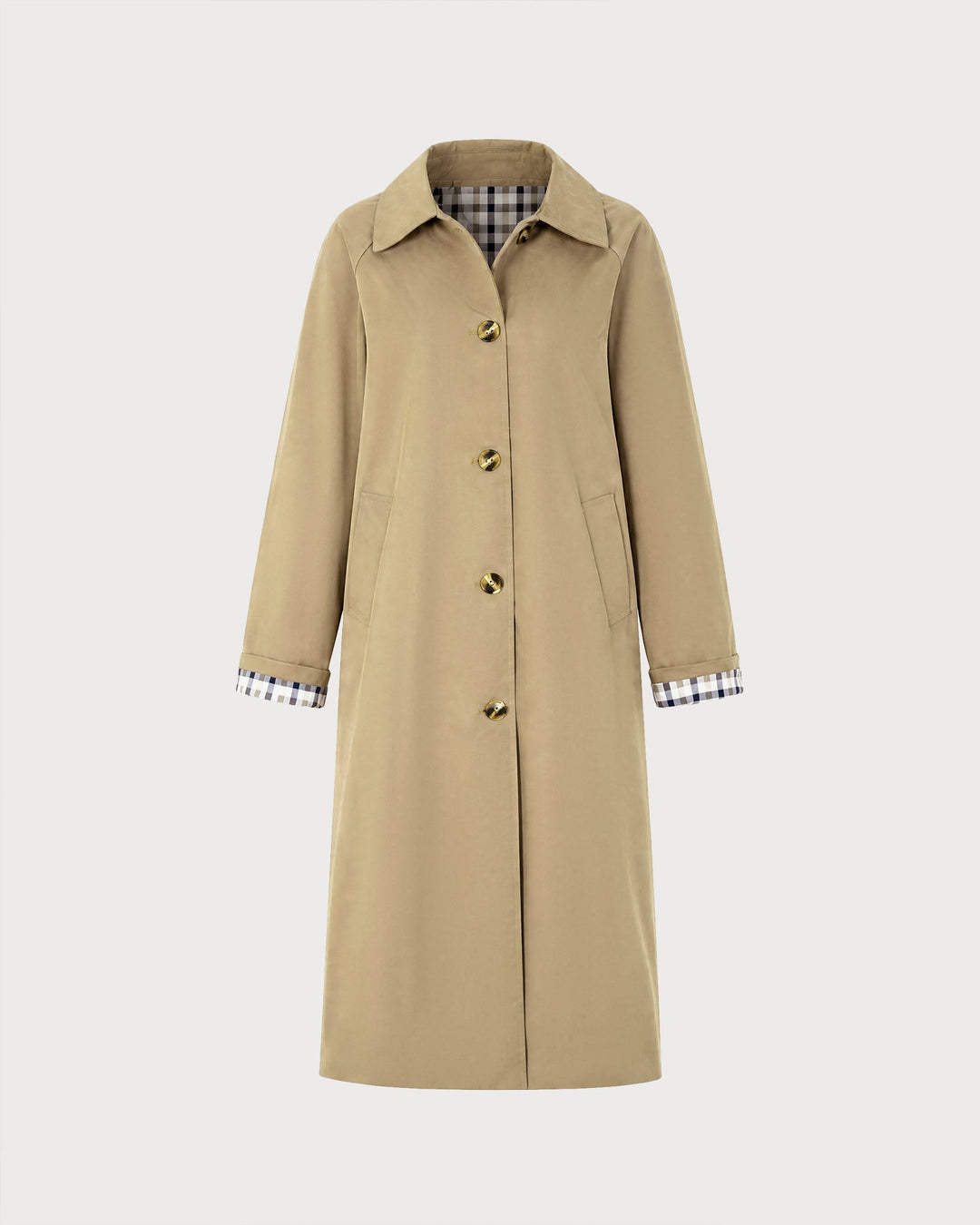 Manteau Trench à Poches à Simple Boutonnage Kaki