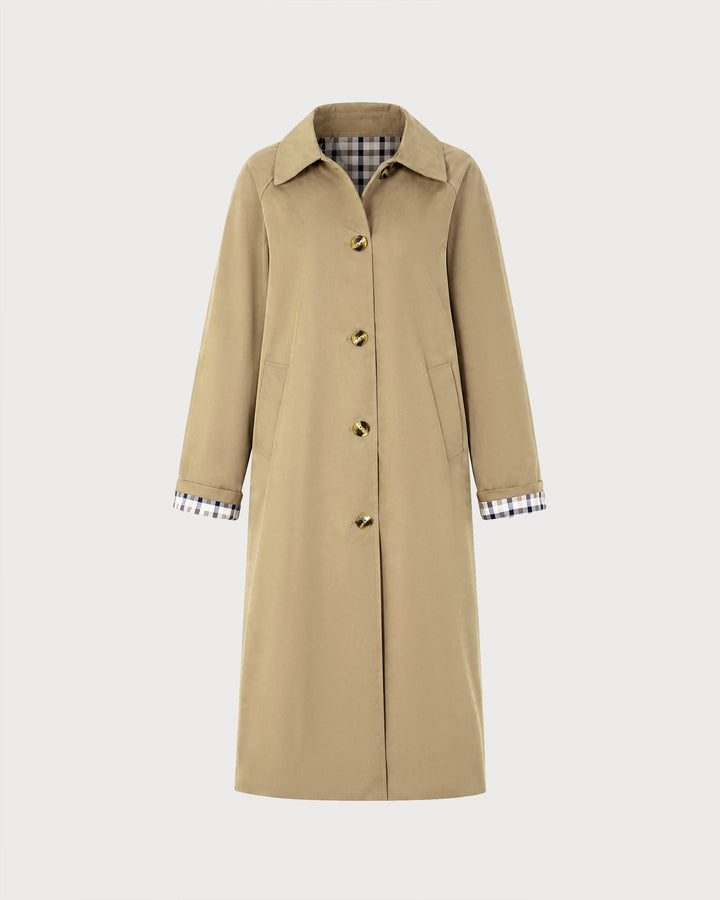 Manteau Trench à Poches à Simple Boutonnage Kaki