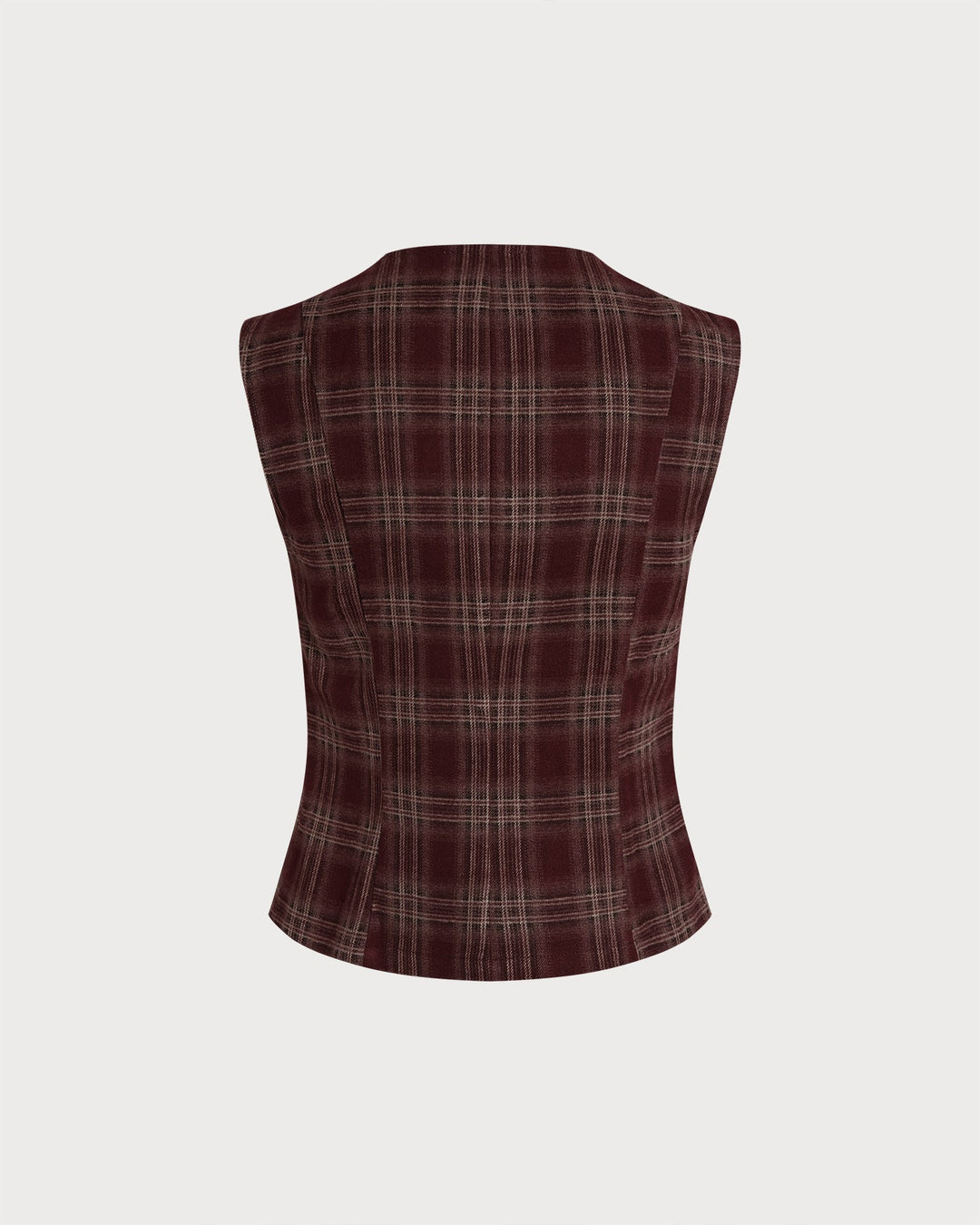 Gilet à carreaux rouge vin à boutonnage simple